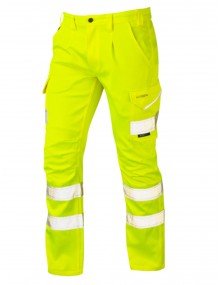 Leo Kingford EcoViz Stretch Cargo Trouser  Yellow -  regular leg High Visibility